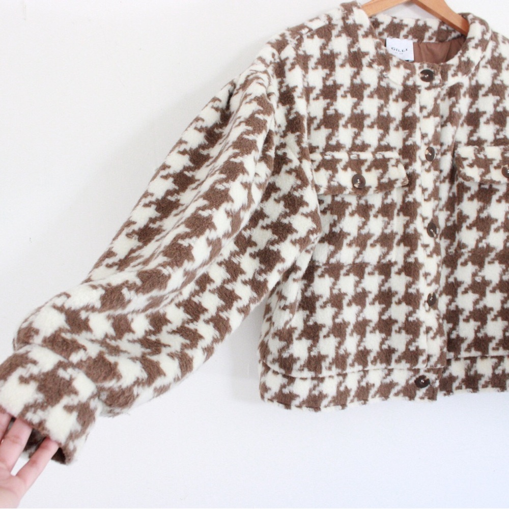 Gilli Houndstooth Shacket Brown - image 5